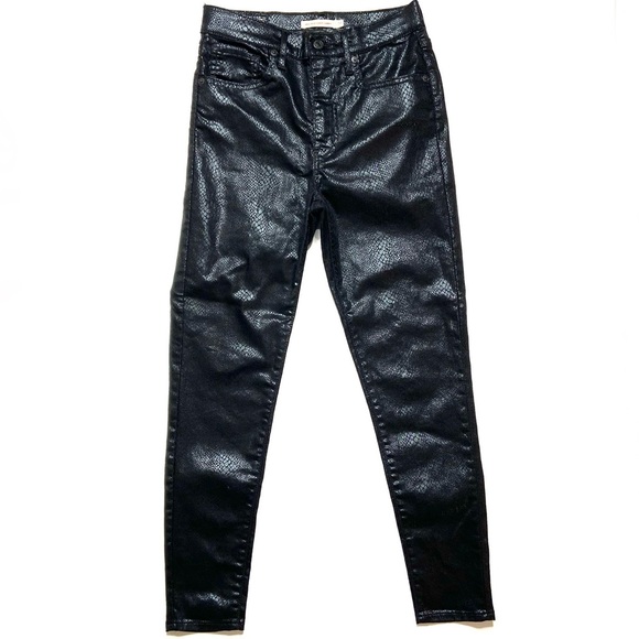LEVI’S Premium Mile High Super Skinny Black Snakeskin Print Jean - Picture 2 of 16